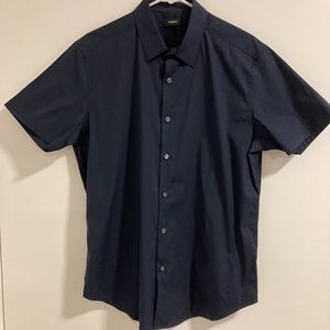 Theory Sylvain Wealth Short Sleeve Slim Fit Shirt - Blue M Brand New